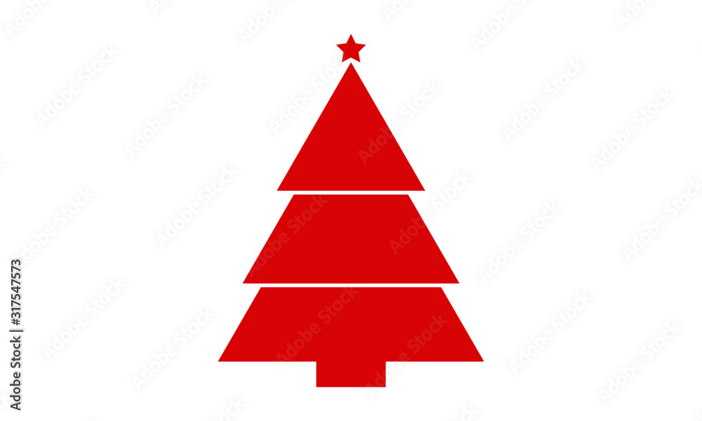 High Quality Merry Christmas Tree Greeting Card Vector Template.