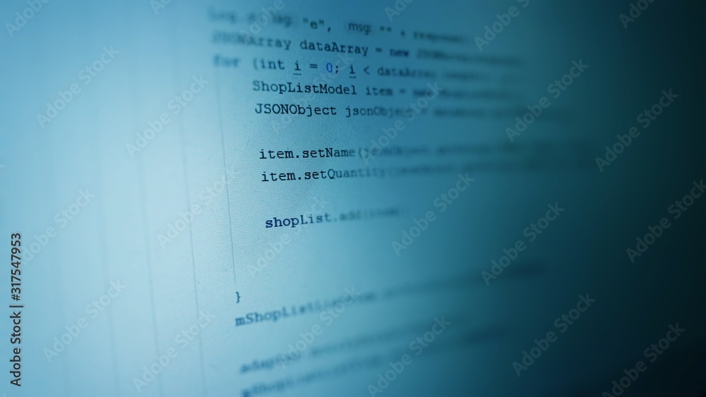 Abstract computer script code. Programming code screen of software ...