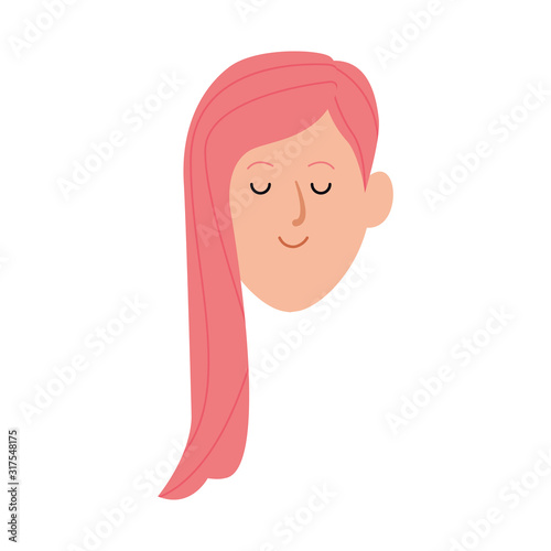 cartoon woman face with relaxed expression