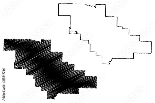 Saline County, Arkansas (U.S. county, United States of America,USA, U.S., US) map vector illustration, scribble sketch Saline map