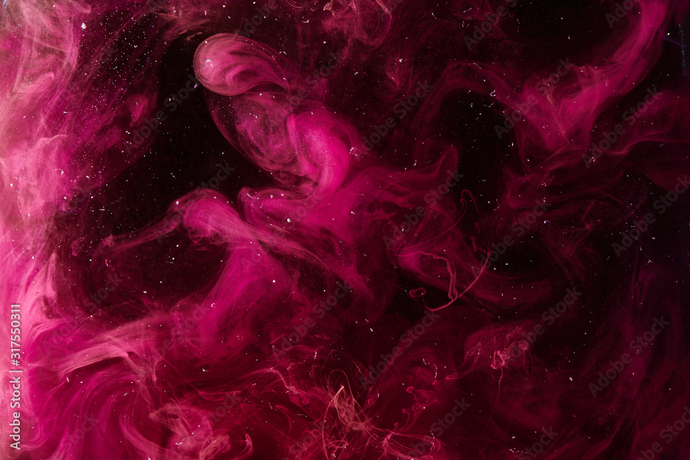 Naklejka Różowy wszechświat streszczenie tło, wirujący galaktyczny dym, alchemiczny taniec miłości i pasji. Tajemnicza ezoteryczna przestrzeń kosmiczna, egzoplanetowe niebo