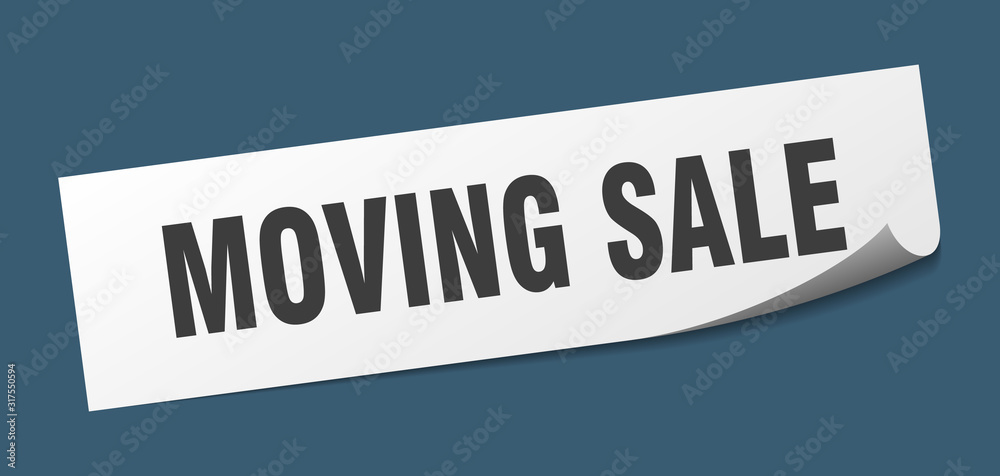 moving sale sticker. moving sale square sign. moving sale. peeler