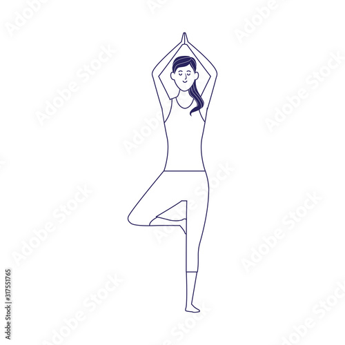 woman doing yoga position, flat design
