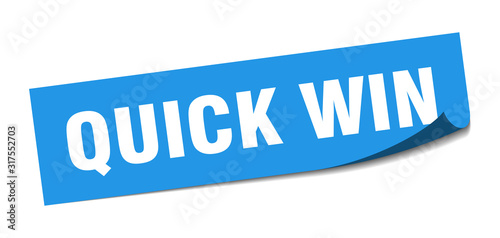 quick win sticker. quick win square sign. quick win. peeler