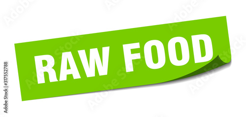 raw food sticker. raw food square sign. raw food. peeler