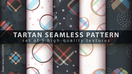 Set classic tartan seamless pattern.