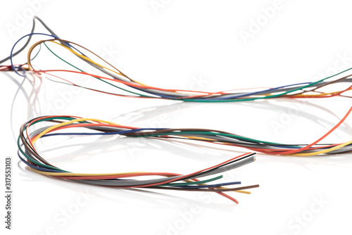 Colorful cable isolated on white background