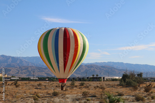 hot air balloon desert nature blue sky scene