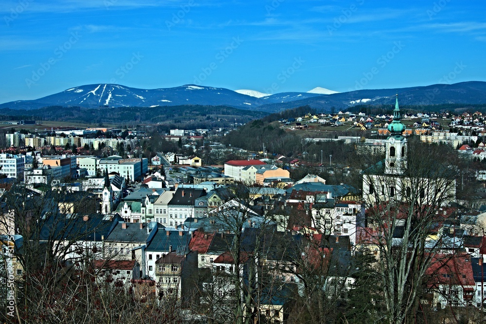 Czech Republic-view of the town Trutnov and Giant Mountains
