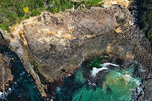 Coastal rock structures from the sky photo