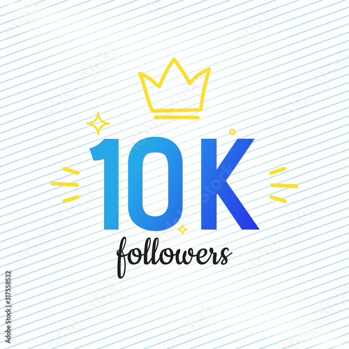 10k followers card. Banner for social networks. Blogger celebrates a large number of subscribers