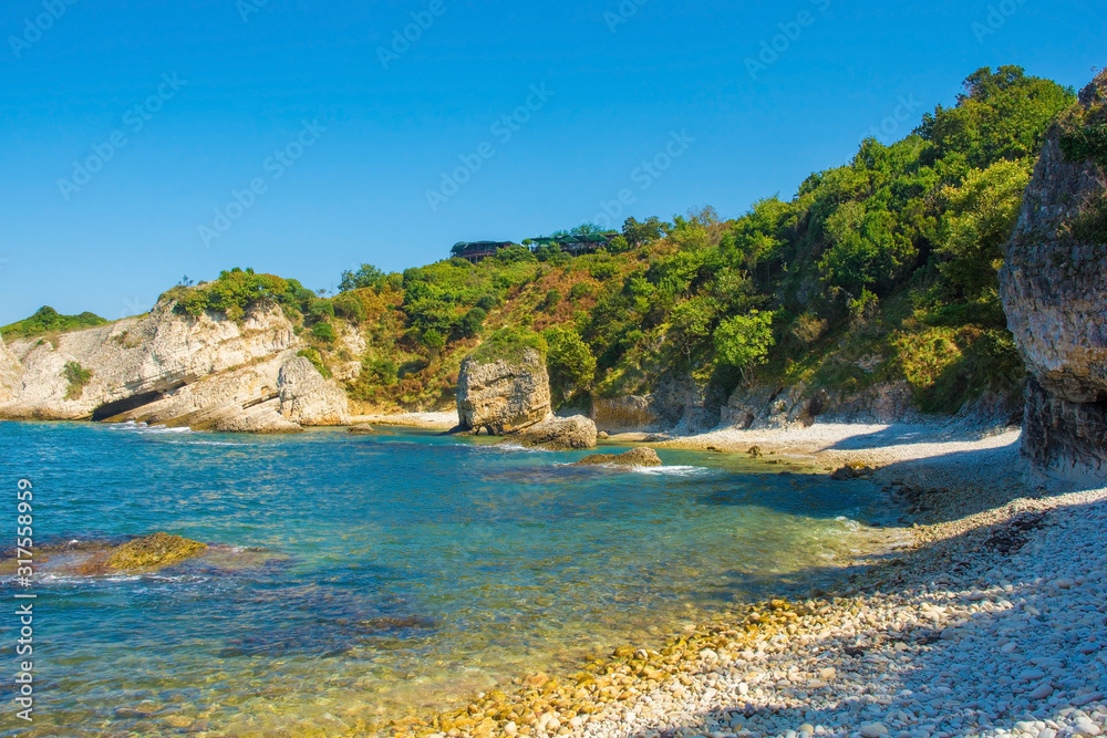 The Black Sea coast at Kilimli Bay, near Agva, Sile, in north west Turkey
