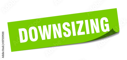 downsizing sticker. downsizing square sign. downsizing. peeler