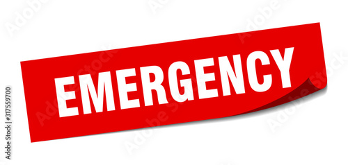 emergency sticker. emergency square sign. emergency. peeler
