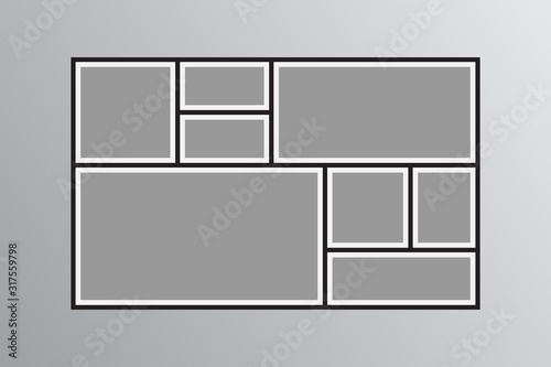 Vector empty collage board eight images, photos