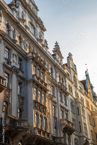 Old building sunlit in Prague 