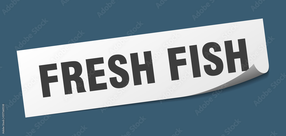 fresh fish sticker. fresh fish square sign. fresh fish. peeler