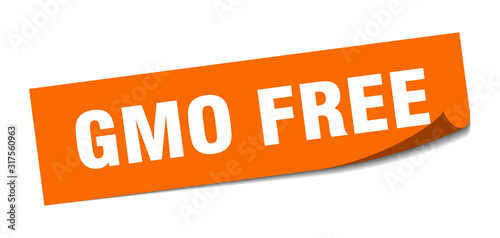 gmo free sticker. gmo free square sign. gmo free. peeler