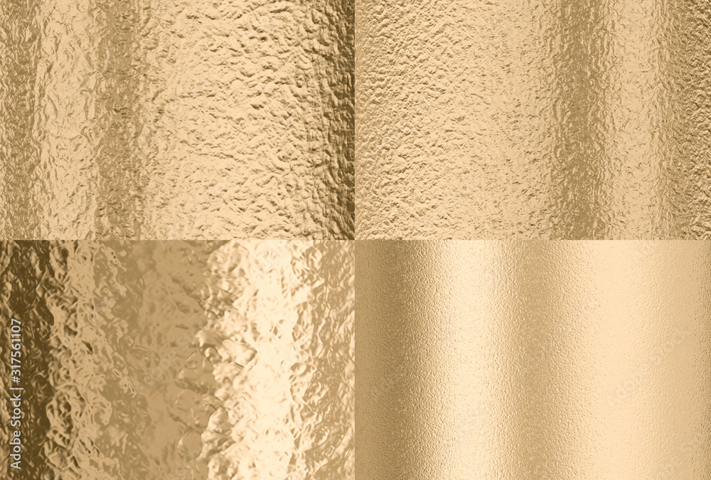 gold hammered effect background, four different solutions - obrazy, fototapety, plakaty 