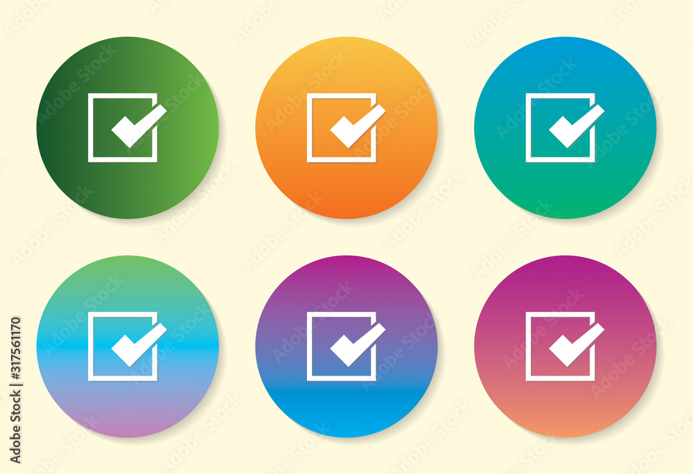 Checked six color gradient icon design. Checked six color gradient icon design.