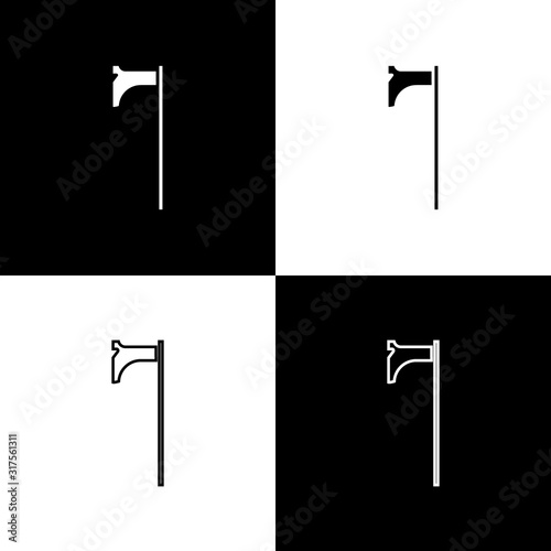Set Medieval axe icon isolated on black and white background. Battle axe, executioner axe. Medieval weapon. Vector Illustration
