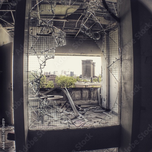 interior of an abandoned decaying building