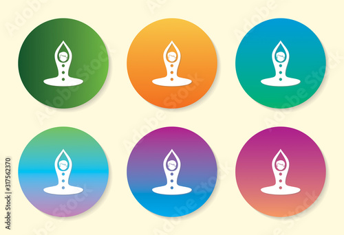 Yoga six color gradient icon design.