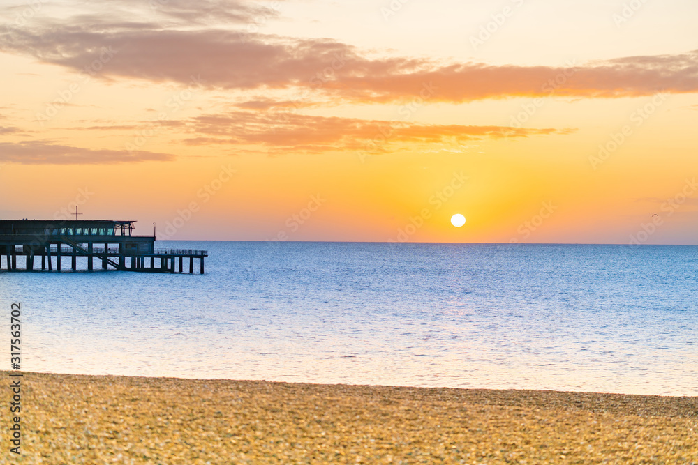 Sunrise over Deal waterfront.