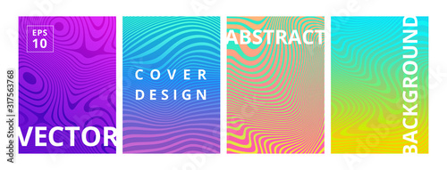 Set of modern abstract pattern background with line gradient texture. Minimal dynamic cover design for branding. Minimalistic hipster colored banners in bright colors. Vector illustration