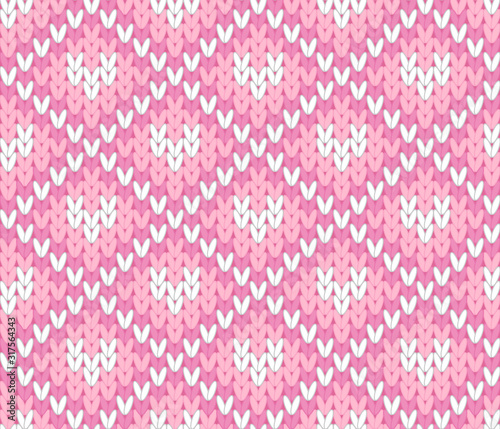 vector knitting seamless background with little hearts