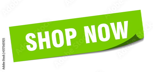 shop now sticker. shop now square sign. shop now. peeler