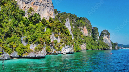 Beautiful coast of Phi Phi Don on a sunny day, Thailand