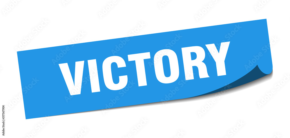 victory sticker. victory square sign. victory. peeler