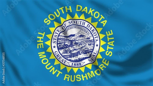 South Dakota flag waving. National 3d United States flag waving. U.S. South Dakota seamless loop animation. American US State flag 4k resolution Background. Pierre South Dakota flag closeup 4K