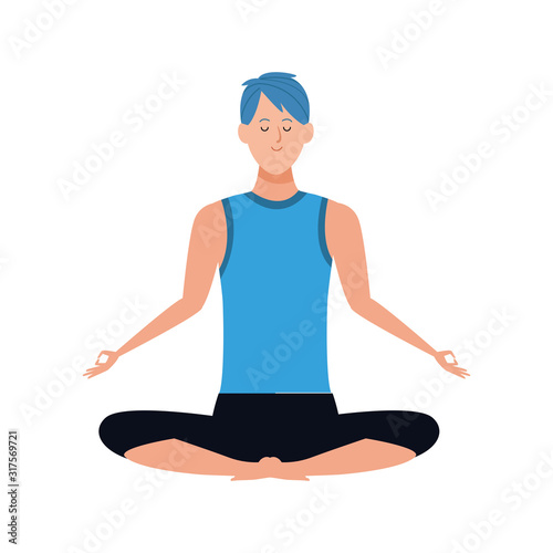 man doing yoga position icon, colorful design