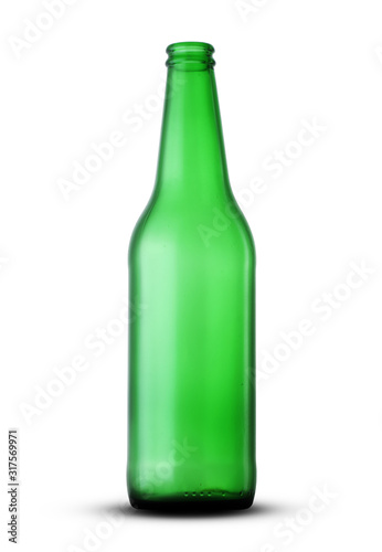 green empty beer bottle