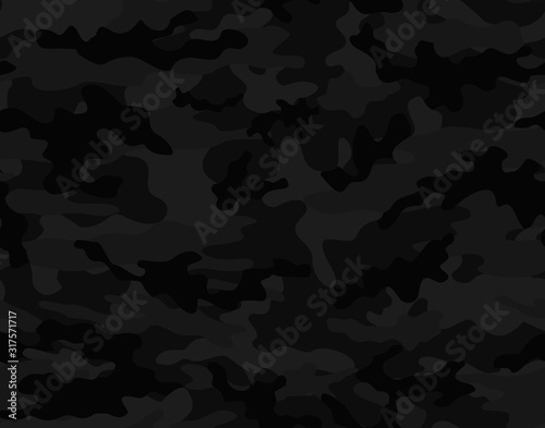  Black camouflage seamless vector pattern. photo