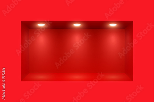 Wall with realistic light and place for exhibition