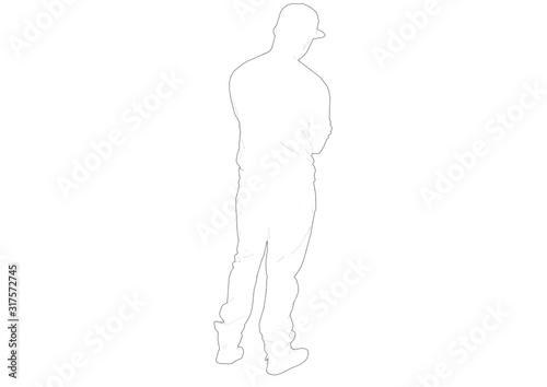 Silhouette Man with Hat