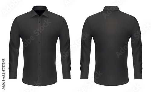 Mockup template, men black classic dress shirt