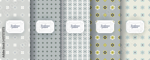 Set of seamless patterns for men s clothing, ties, tuxedos, t-shirts.