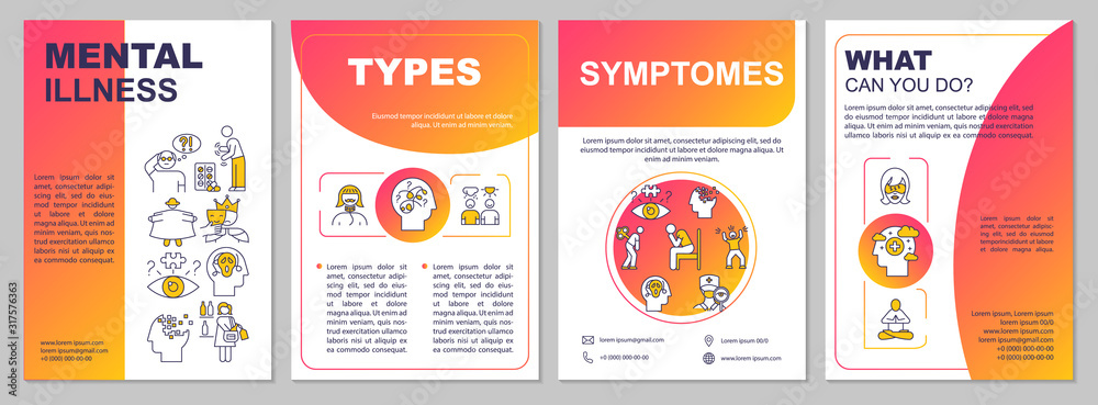 Mental illness brochure template. Flyer, booklet, leaflet print, cover ...
