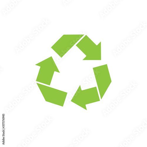 Vector green flat recycle sign symbol isolated on white background