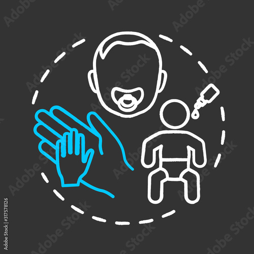 Pediatric oncology chalk RGB color chalk RGB color concept icon. Child health care. Childhood cancer treatment. Pediatry idea. Vector isolated chalkboard illustration on black background