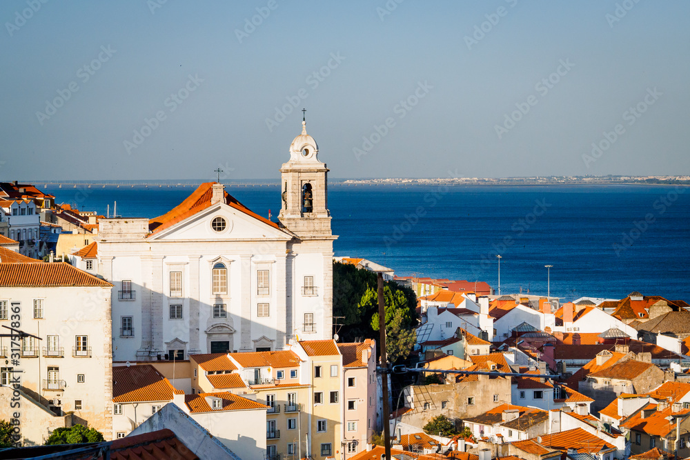 Panoramic view of Lisbon from the neighborhood above