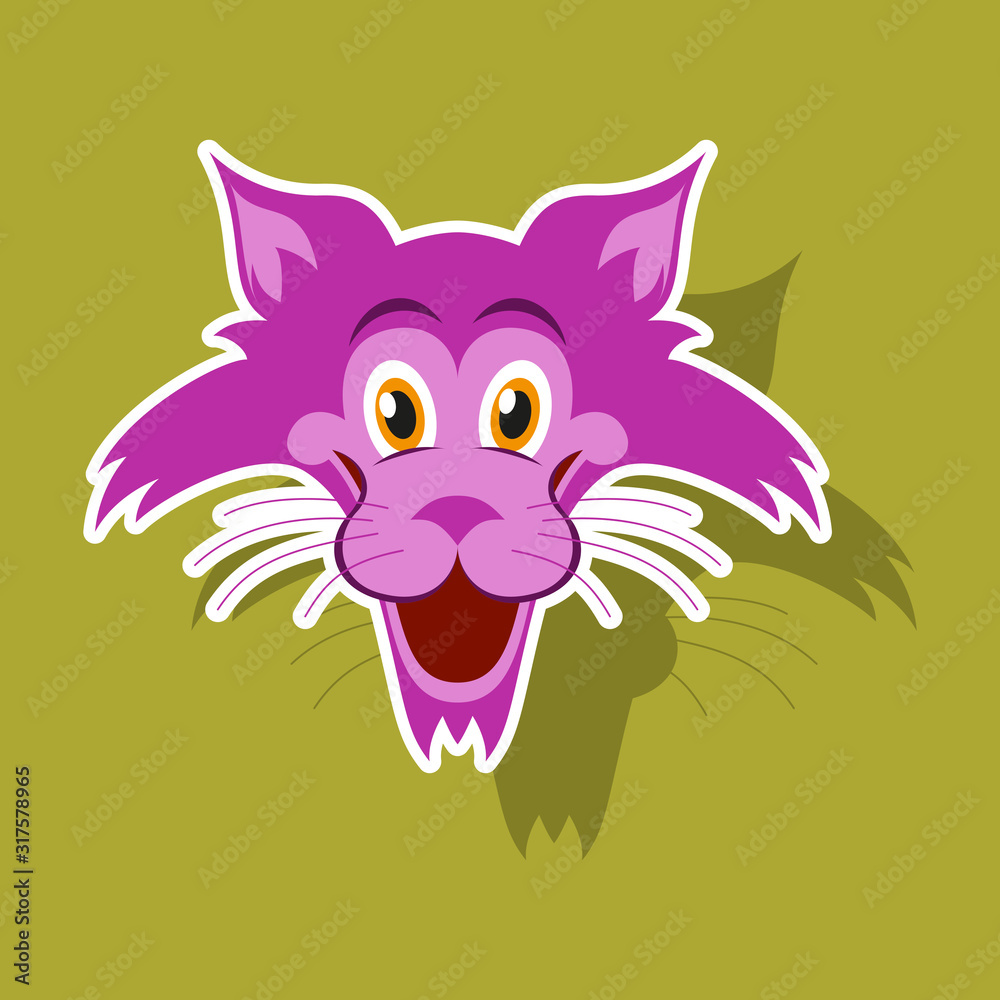 realistic paper sticker on theme funny animal cat