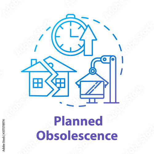 Planned obsolescence concept icon. Products with limited period of use. Unendurable technology. Overconsumption idea thin line illustration. Vector isolated outline RGB color drawing