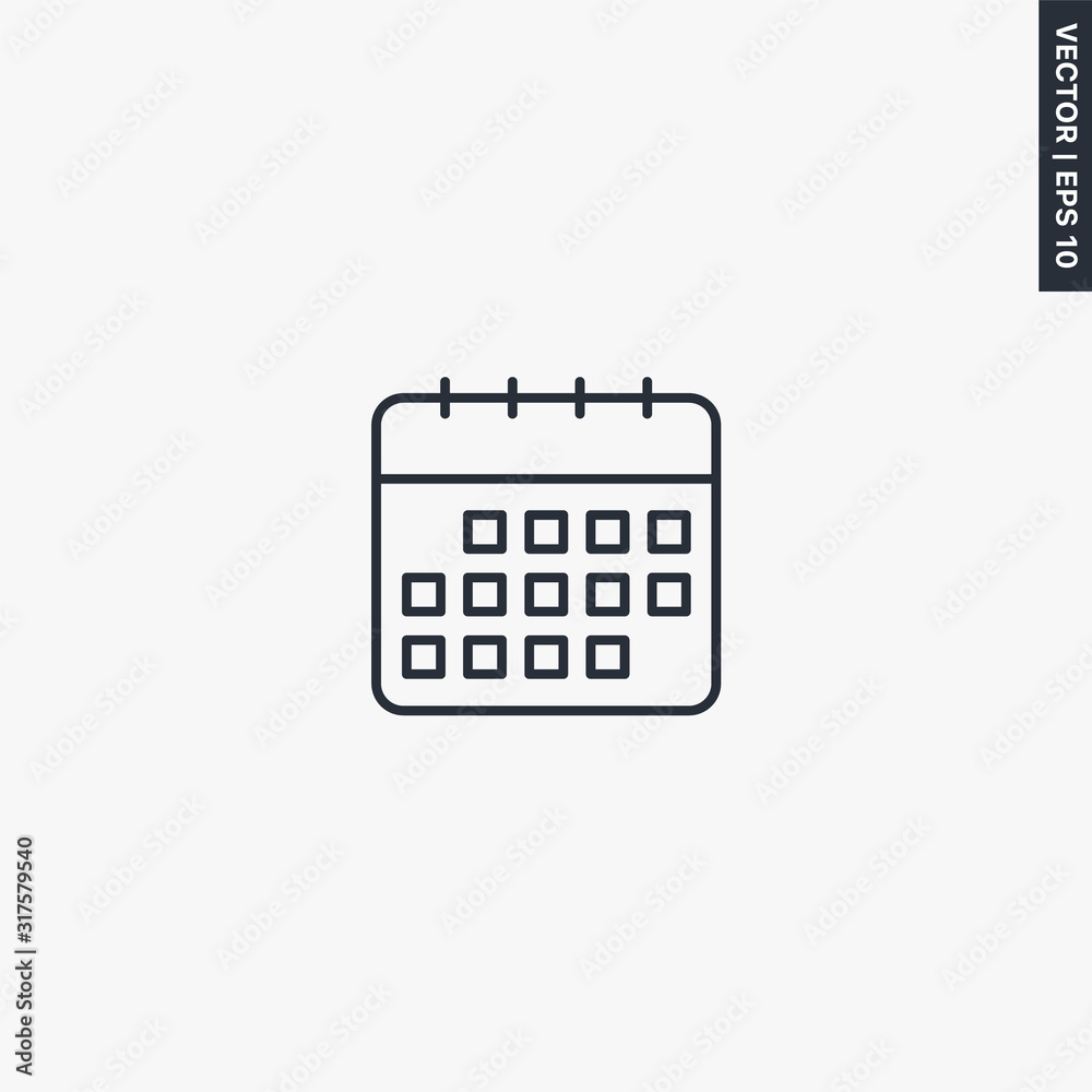 Calendar, linear style sign for mobile concept and web design Calendar, linear style sign for mobile concept and web design