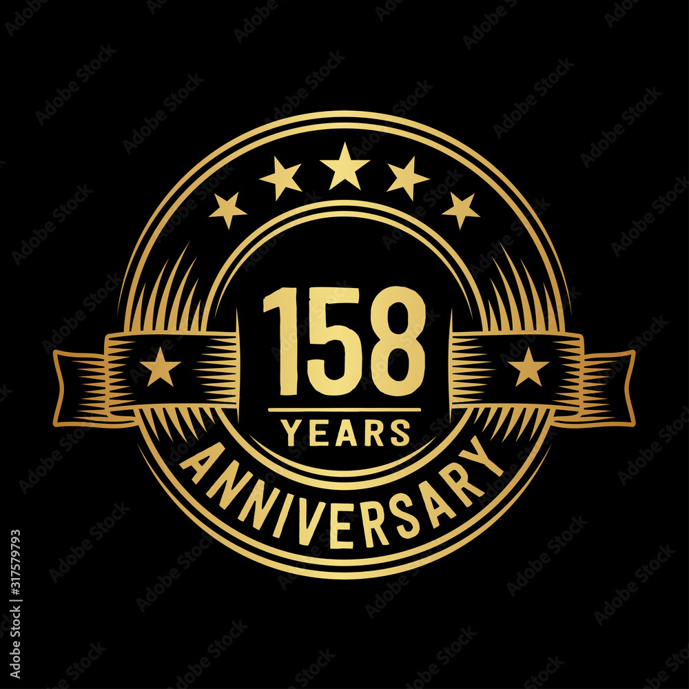 158 years anniversary celebration logotype. Vector and illustration.