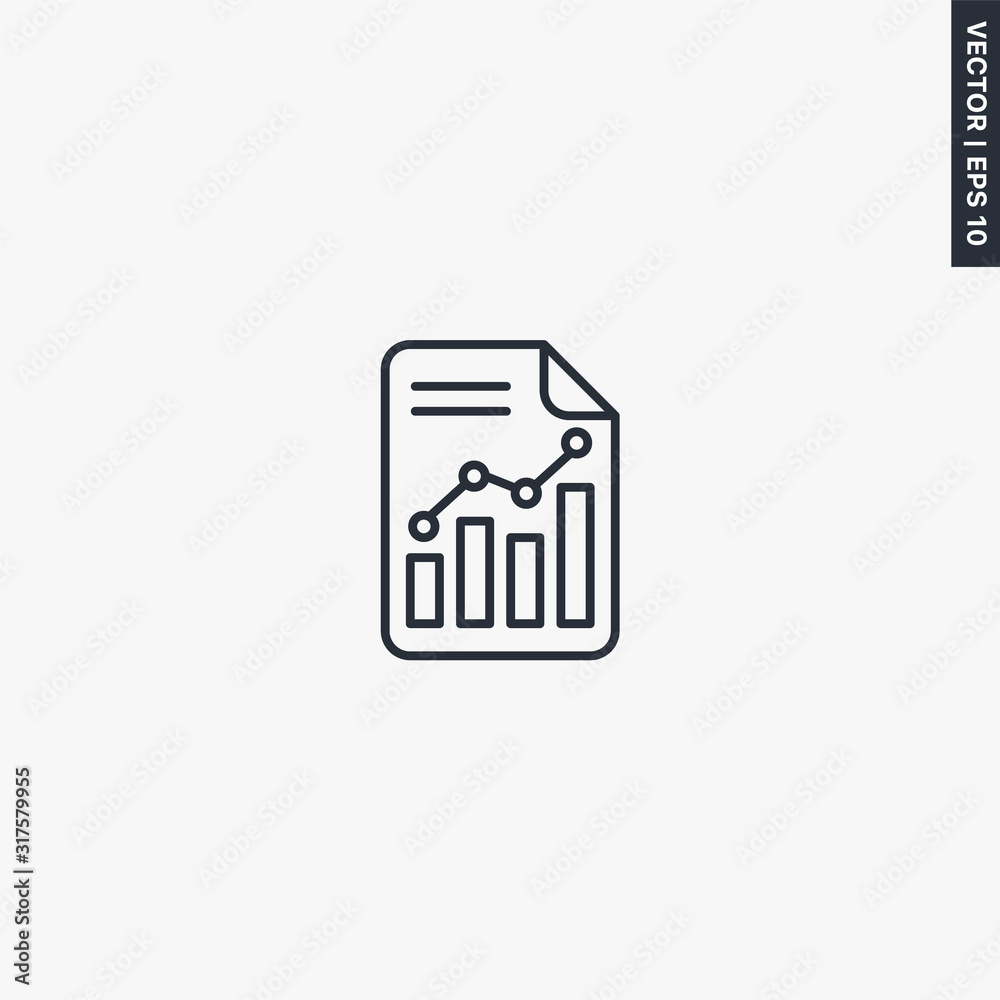 Chart document, linear style sign for mobile concept and web design Chart document, linear style sign for mobile concept and web design